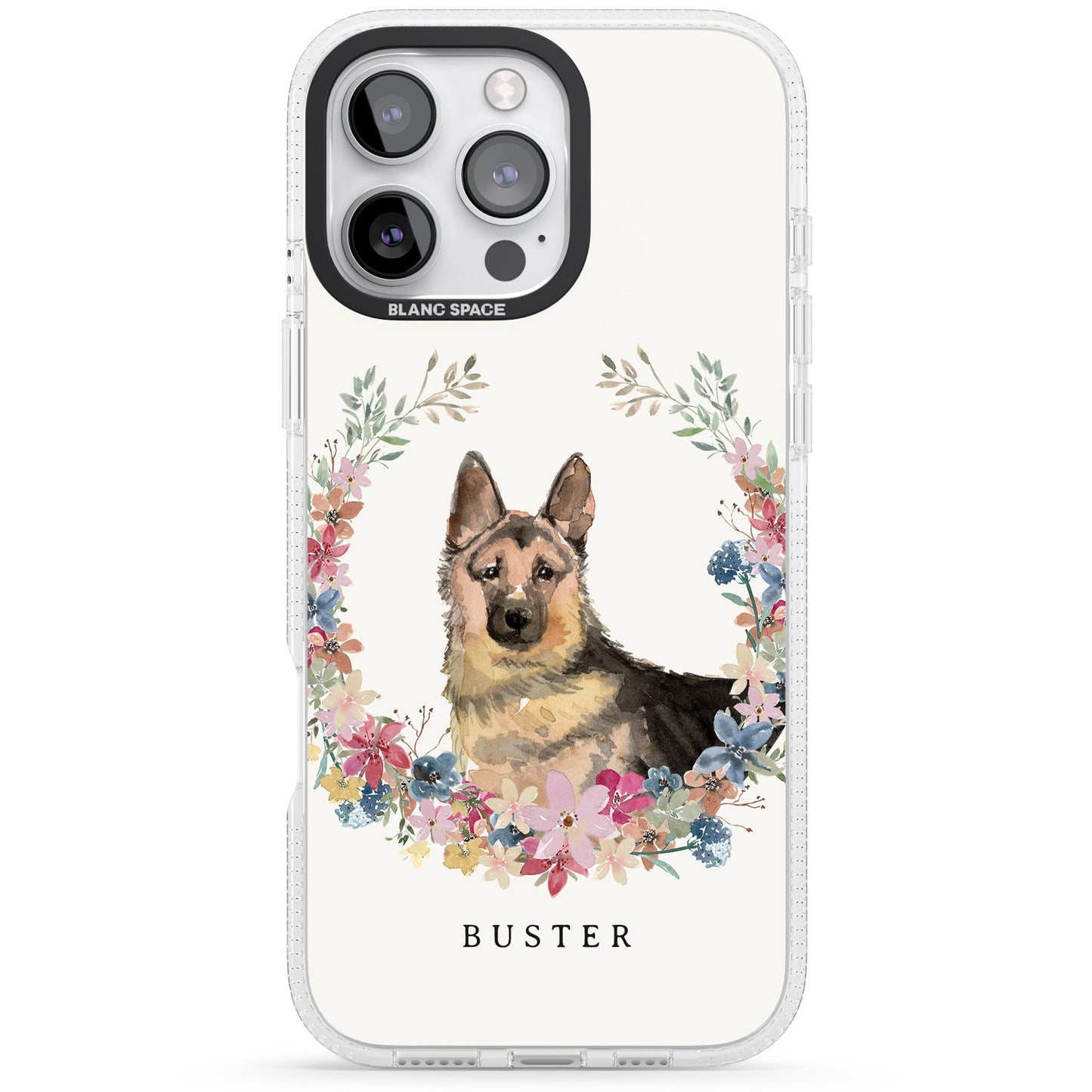Personalised German Shepherd Floral Portrait