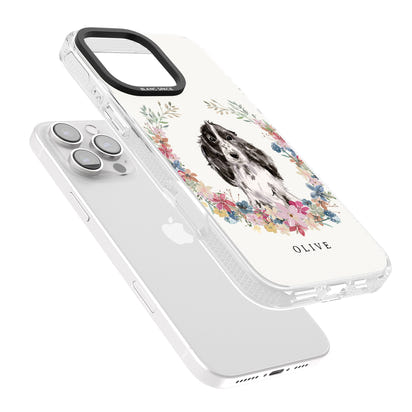 Personalisiertes Blumenporträt eines schwarzen Cocker Spaniels