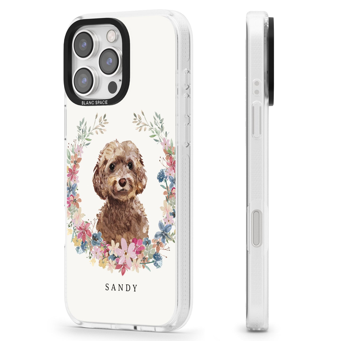 Personalised Brown Cockapoo Floral Portrait