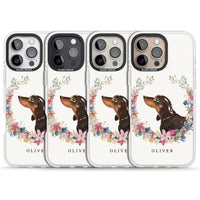 Personalised Black & Tan Dachshund Floral Portrait