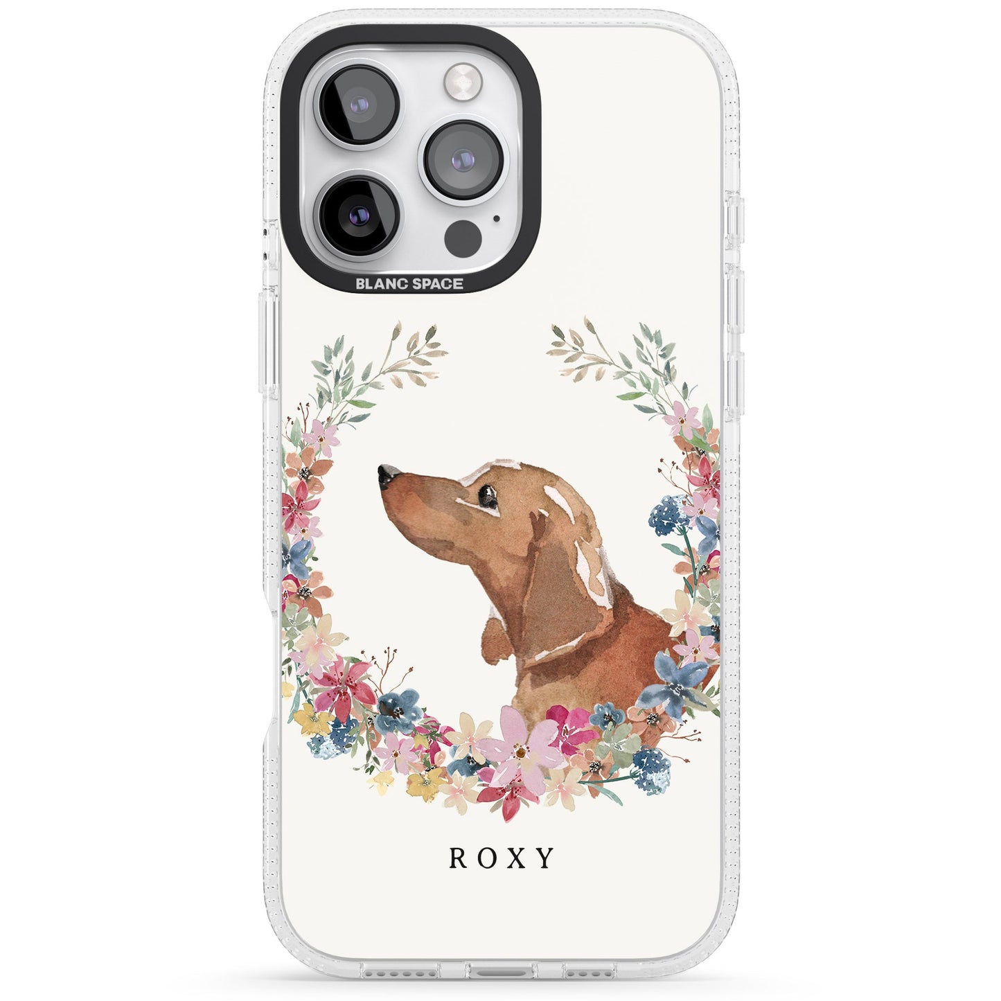 Personalised Tan Dachshund Floral Portrait