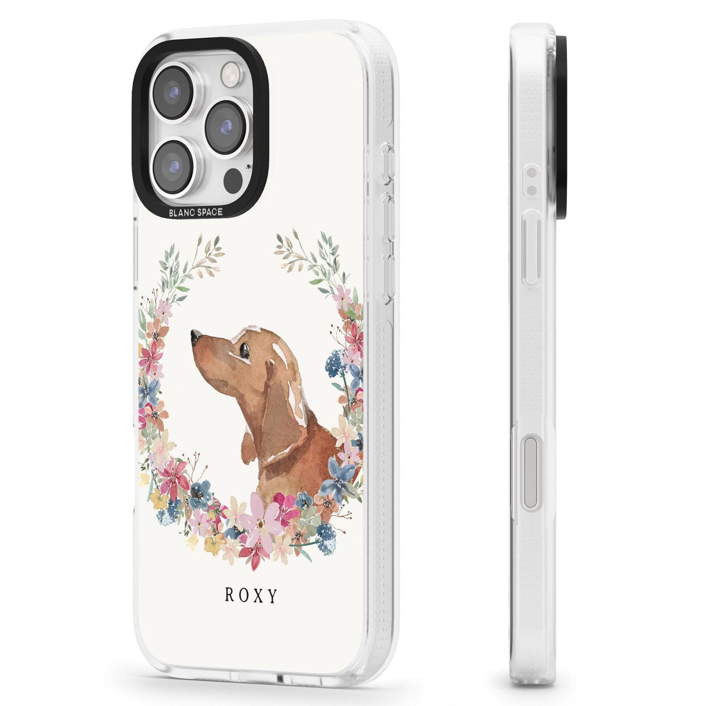 Personalised Tan Dachshund Floral Portrait