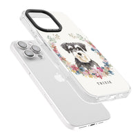 Personalised Watercolor Schnauzer Floral Portrait