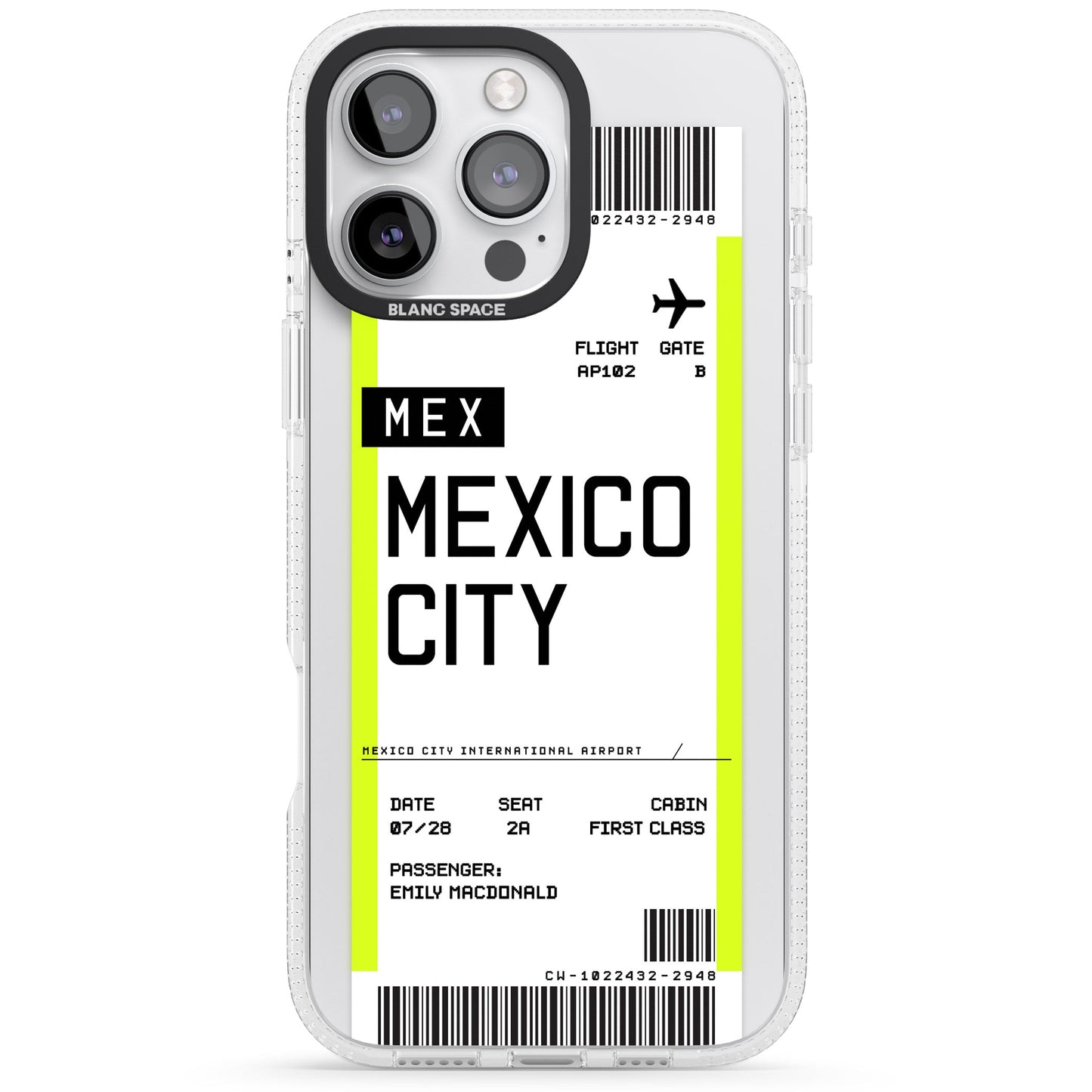 Carte d'embarquement personnalisée pour Mexico
