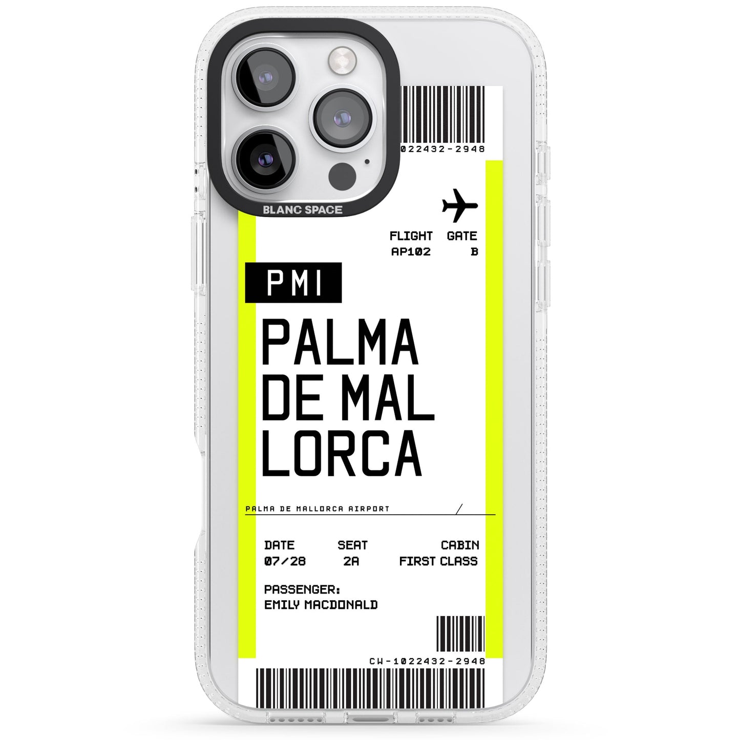 Carte d'embarquement personnalisée pour Palma de Majorque