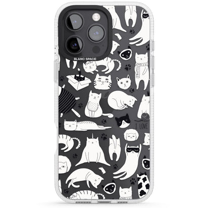 Cartoon Cat Collage Black & White