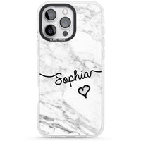 Personalised White Marble Heart