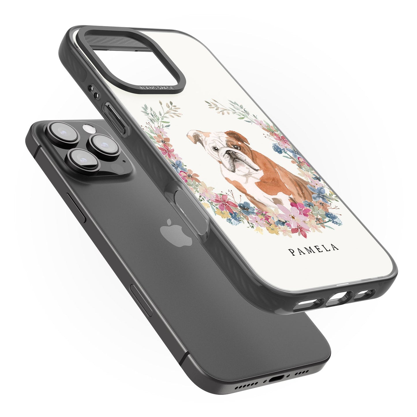 Personalised English Bulldog Floral Portrait