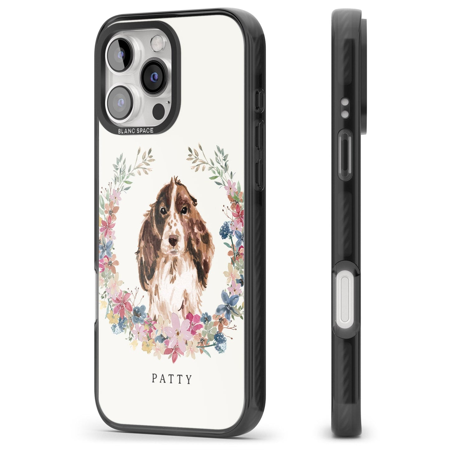 Personalised Cocker Spaniel Floral Portrait