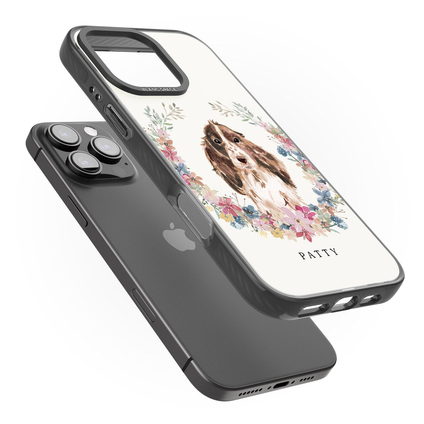 Personalised Cocker Spaniel Floral Portrait