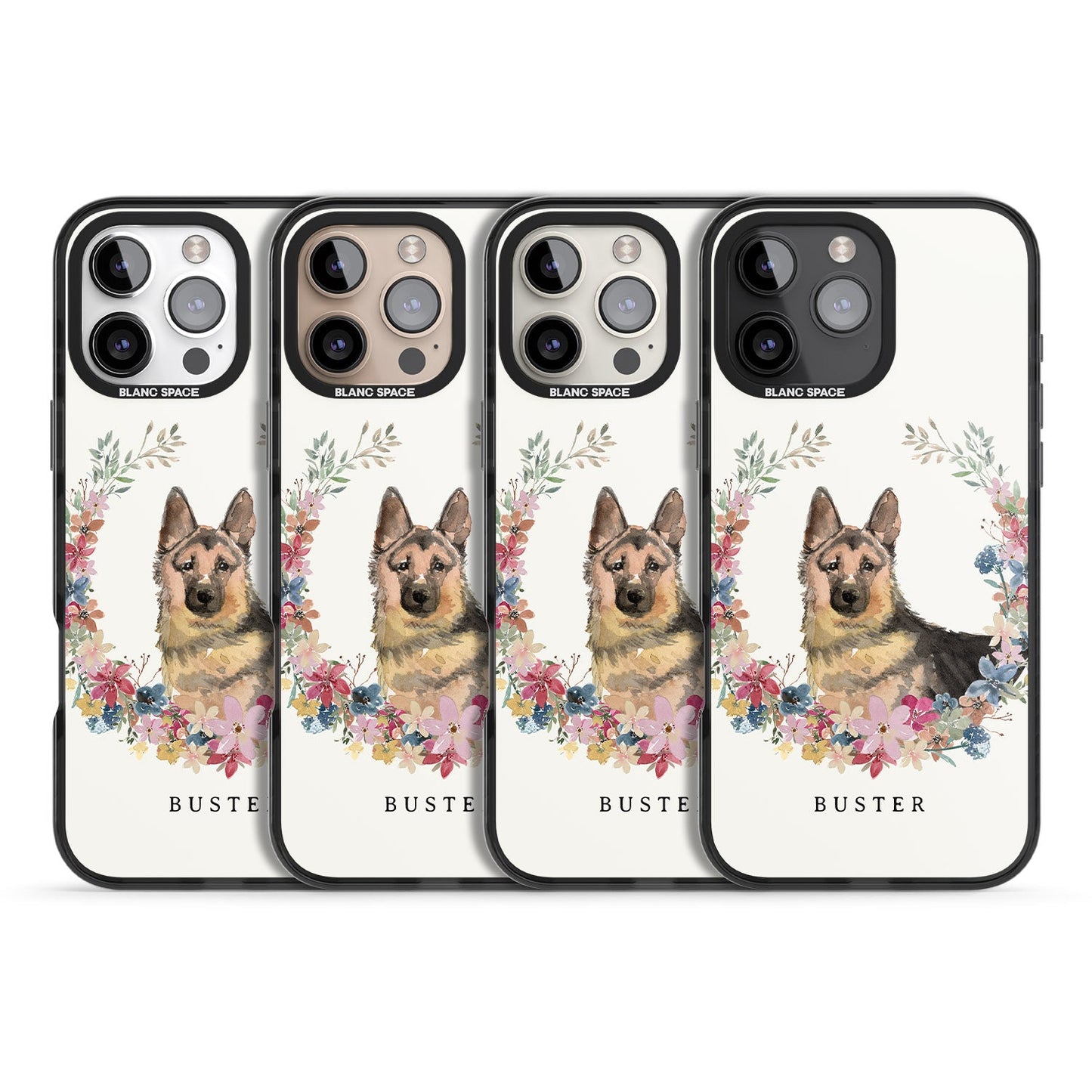 Personalised German Shepherd Floral Portrait