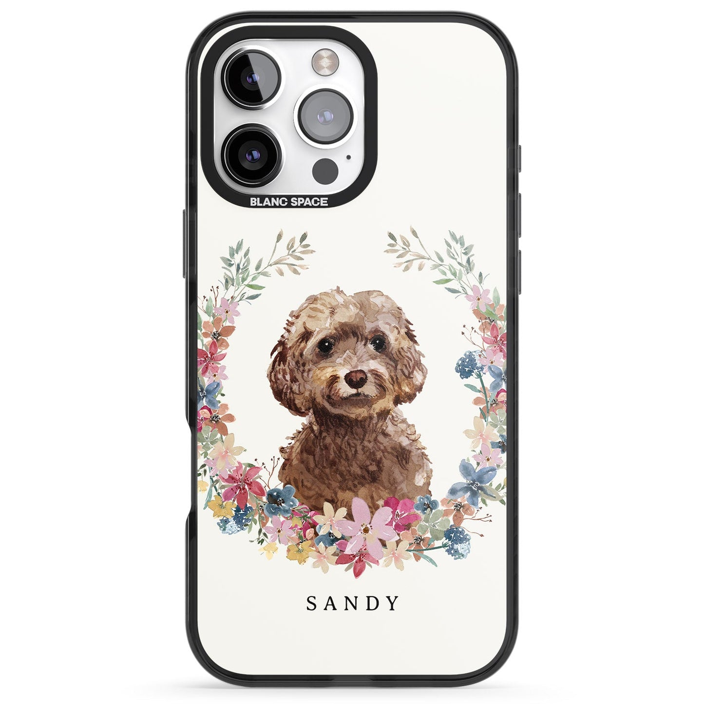 Personalised Brown Cockapoo Floral Portrait