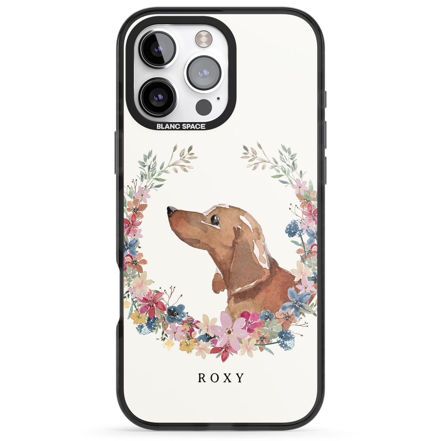 Personalised Tan Dachshund Floral Portrait