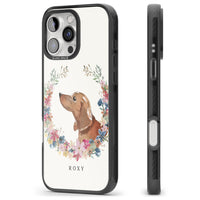 Personalised Tan Dachshund Floral Portrait