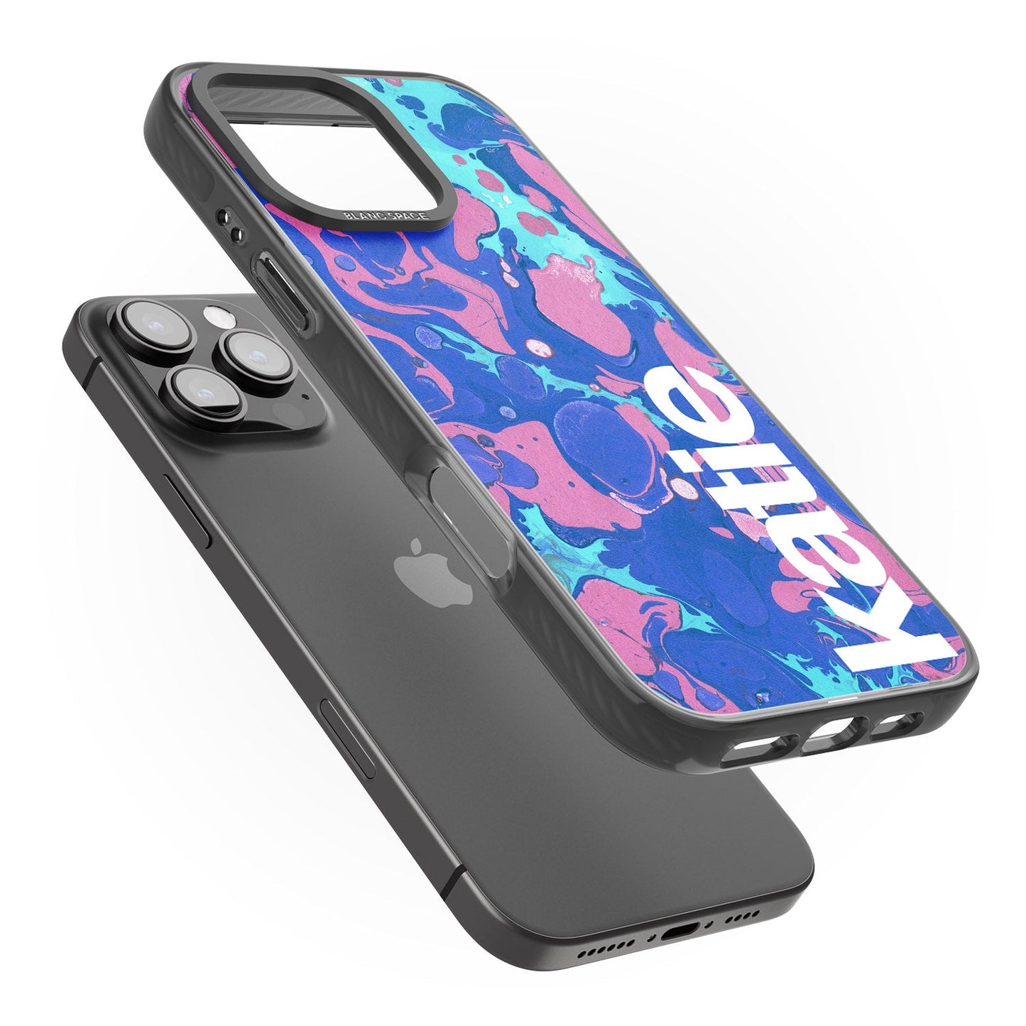 Personalisiertes marineblau-türkisfarbenes Marmor-Design