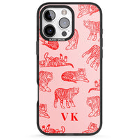 Personalised Red Tiger Outlines On Pink