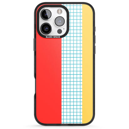 Grille abstraite rouge, bleue, jaune