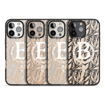 Monogramme personnalisé, motif floral abstrait subtil.