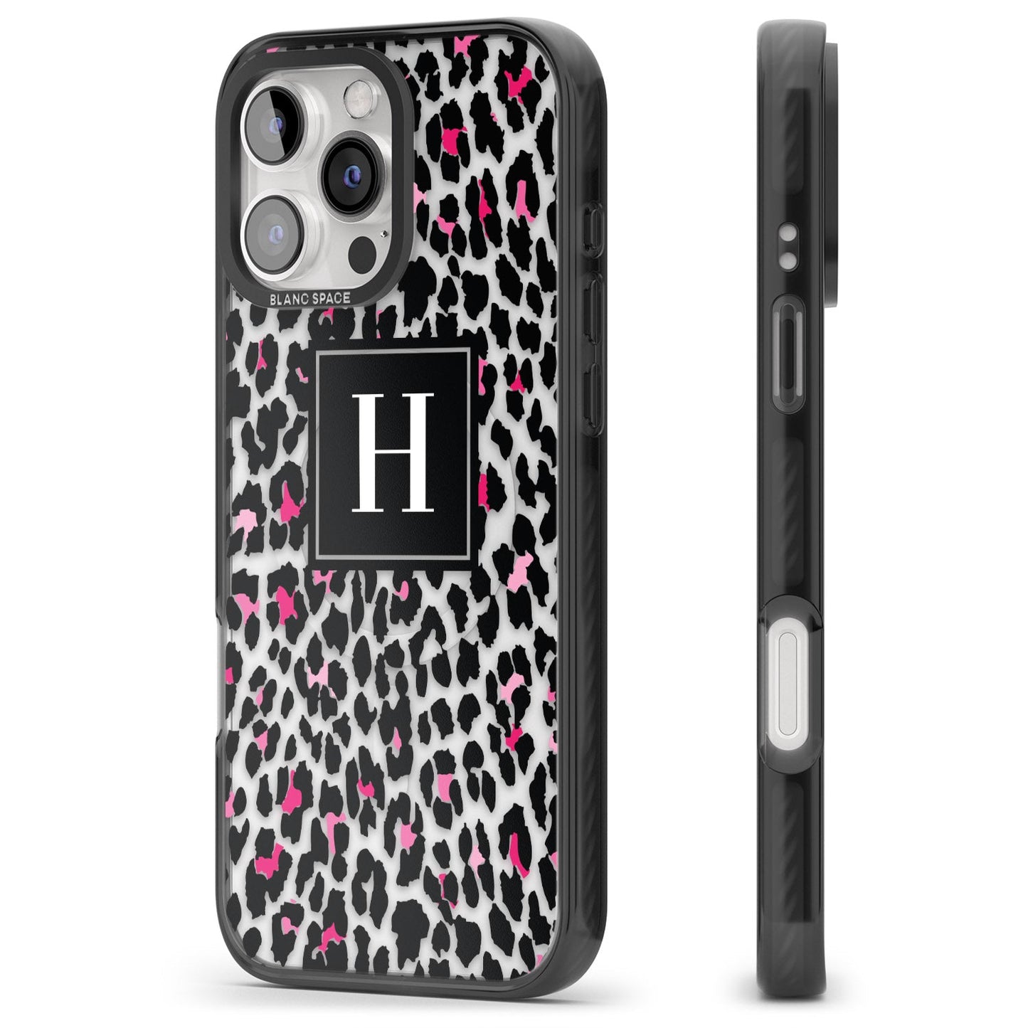 Personalised Clear Pink Leopard Monogram
