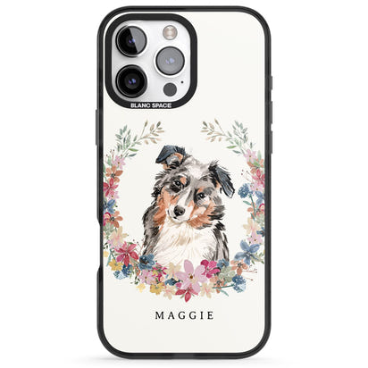 Personalised Australian Shepherd Floral Portrait