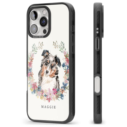 Personalised Australian Shepherd Floral Portrait