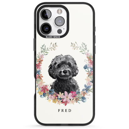 Personalised Black Cockapoo Floral Portrait