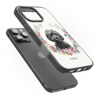 Personalised Black Cockapoo Floral Portrait