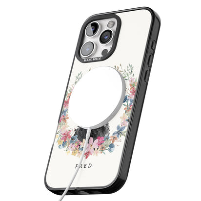 Personalised Black Cockapoo Floral Portrait