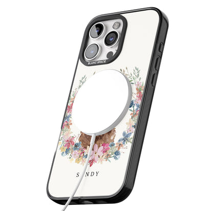 Personalised Brown Cockapoo Floral Portrait