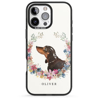 Personalised Black & Tan Dachshund Floral Portrait