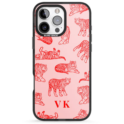 Personalised Red Tiger Outlines On Pink
