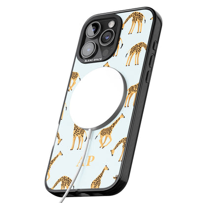 Personalisiertes Safari-Giraffenmuster auf Blau
