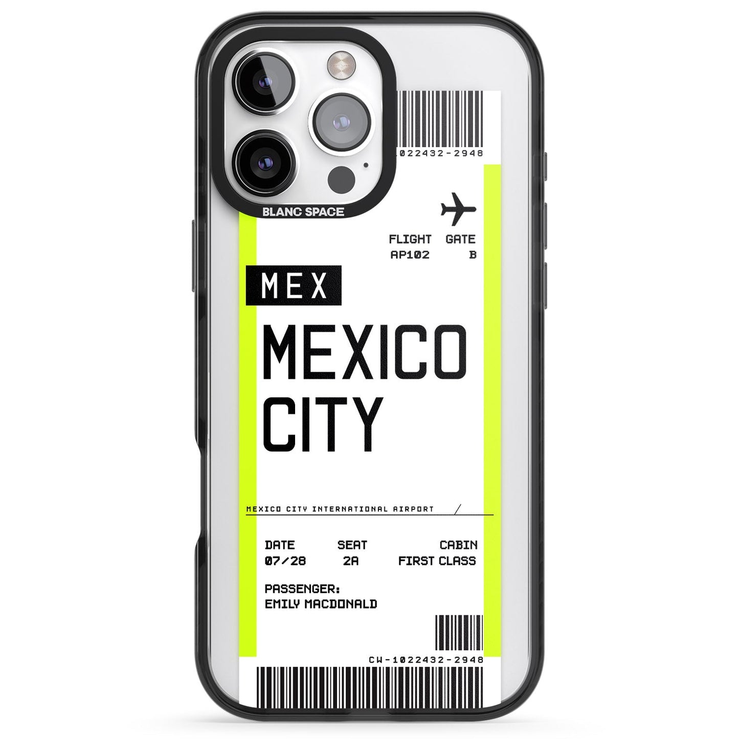 Carte d'embarquement personnalisée pour Mexico