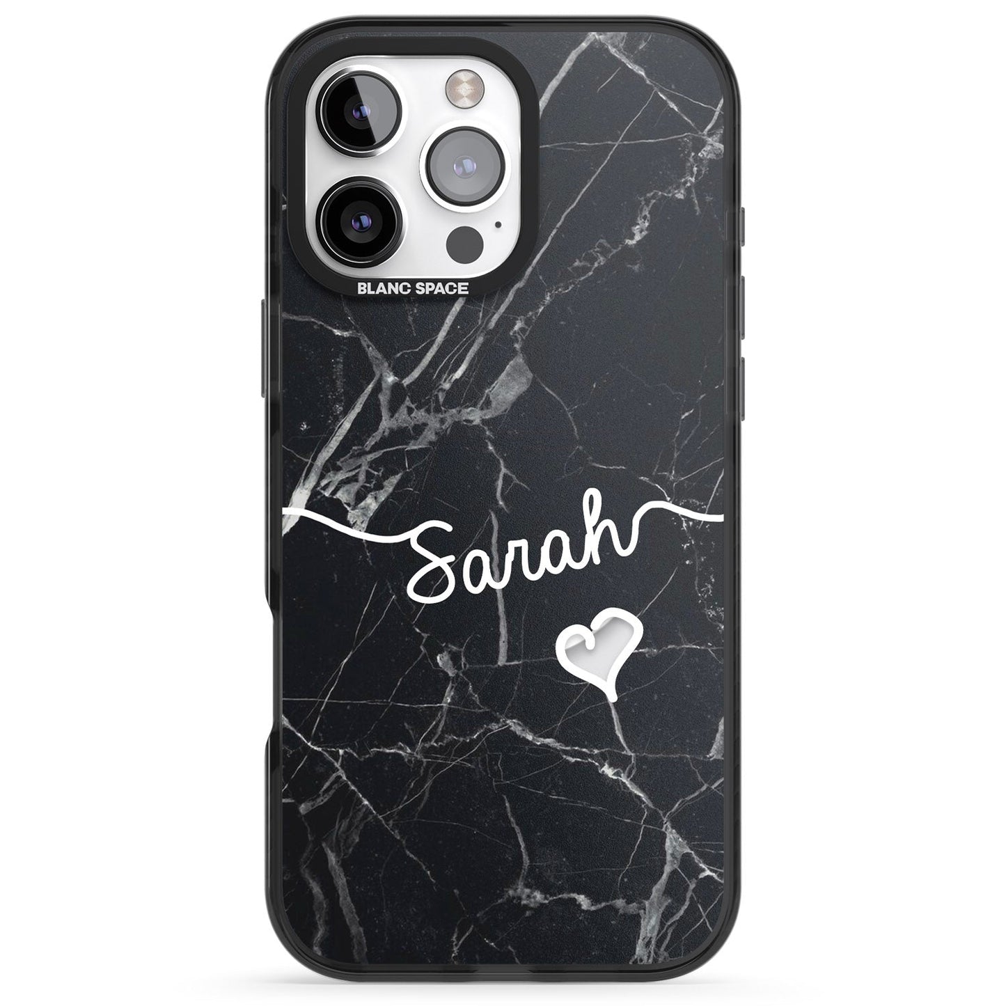 Personalised Black Marble Heart