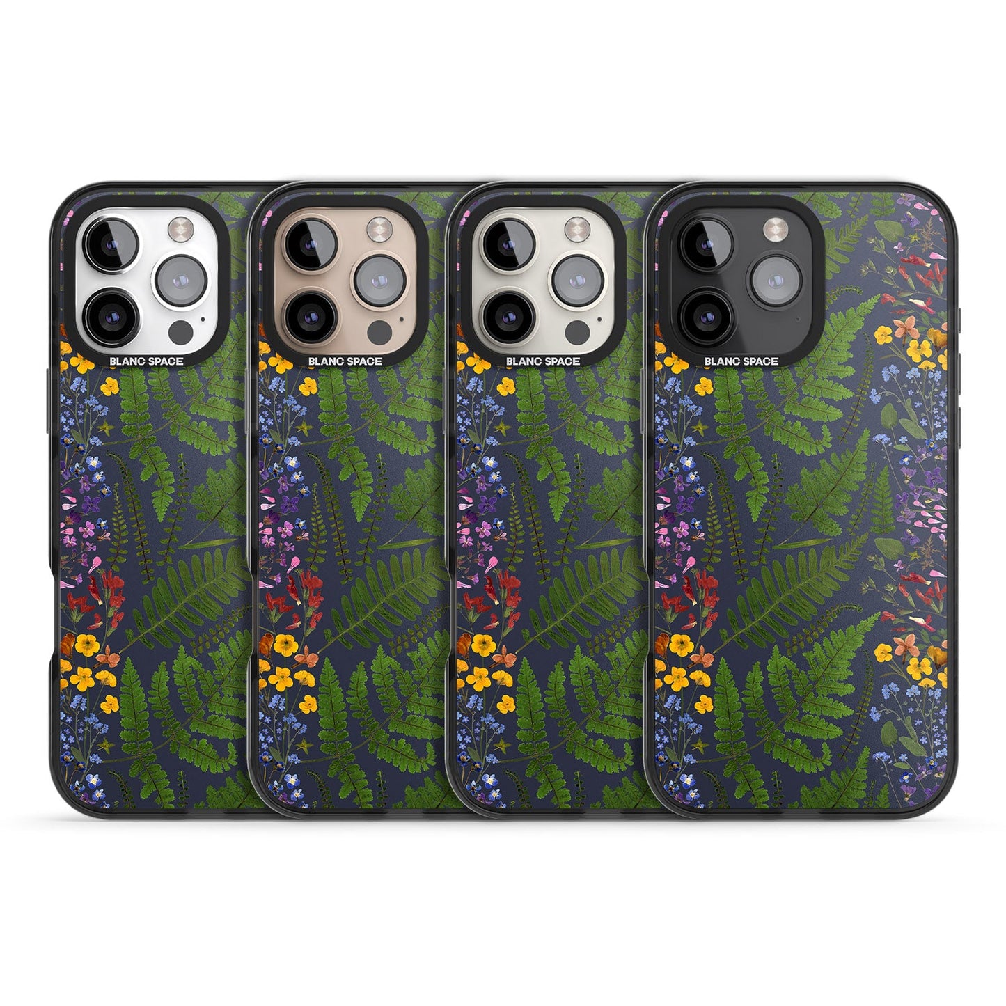 Busy Floral And Fern Design Navy