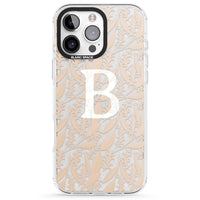Monogramme personnalisé, motif floral abstrait subtil.