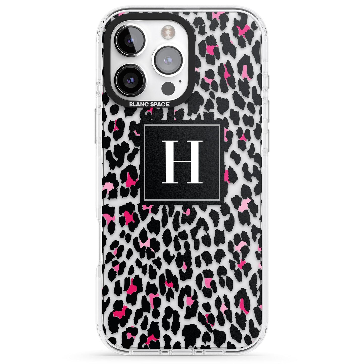 Personalised Clear Pink Leopard Monogram