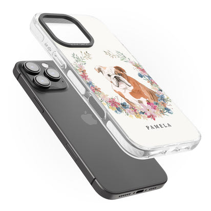 Personalised English Bulldog Floral Portrait