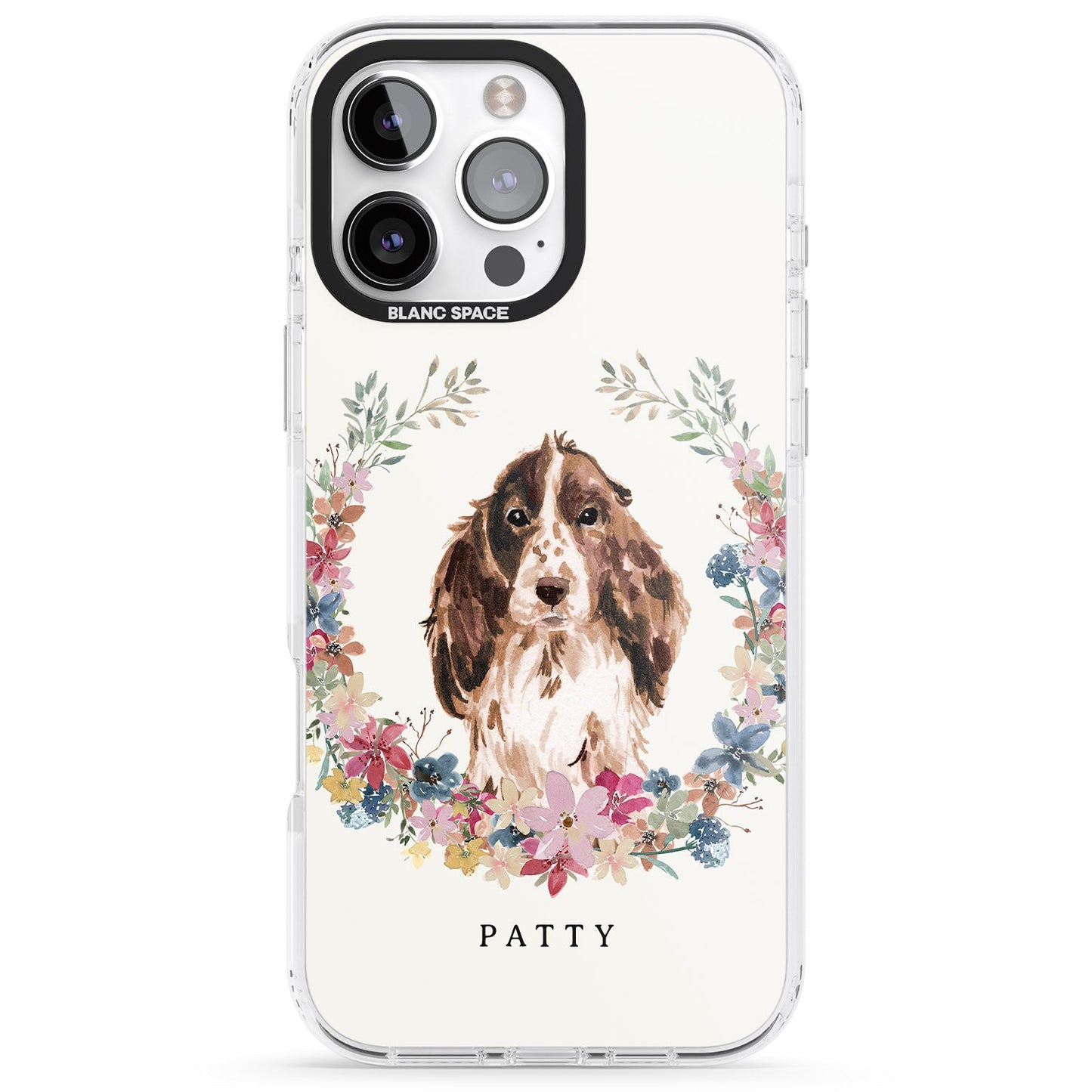 Personalised Cocker Spaniel Floral Portrait