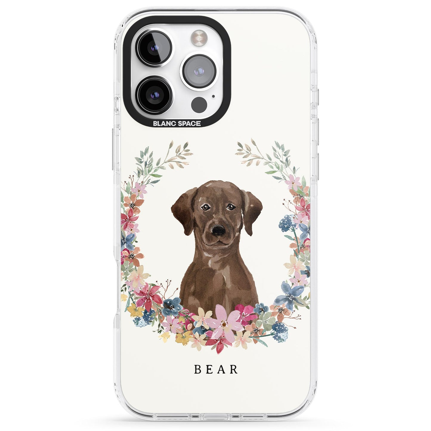 Personalised Chocolate Labrador Floral Portrait