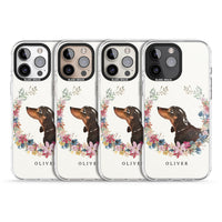 Personalised Black & Tan Dachshund Floral Portrait