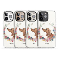 Personalised Tan Dachshund Floral Portrait