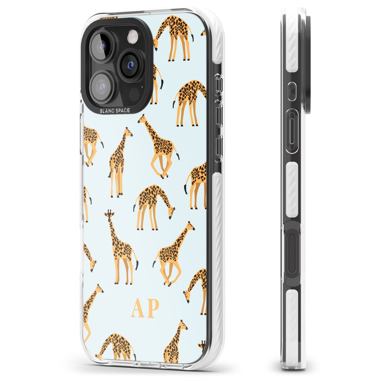 Personalisiertes Safari-Giraffenmuster auf Blau