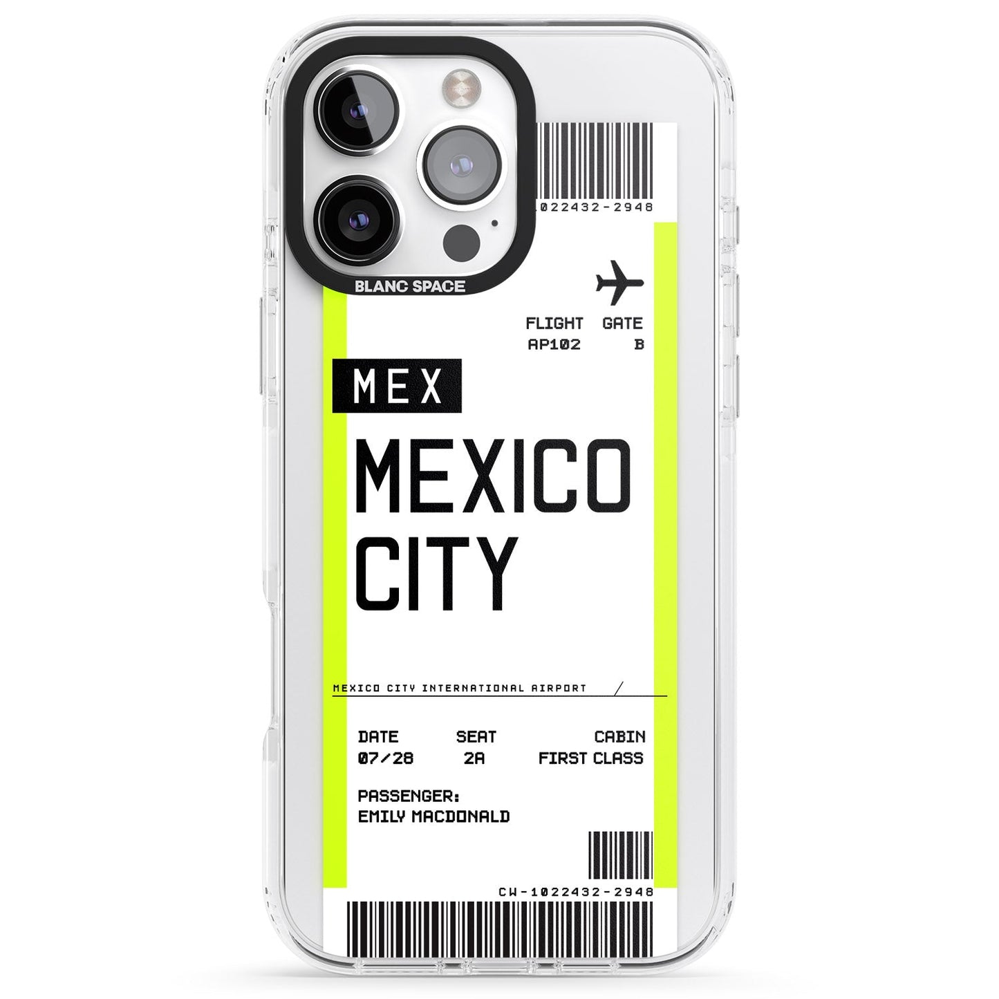 Carte d'embarquement personnalisée pour Mexico