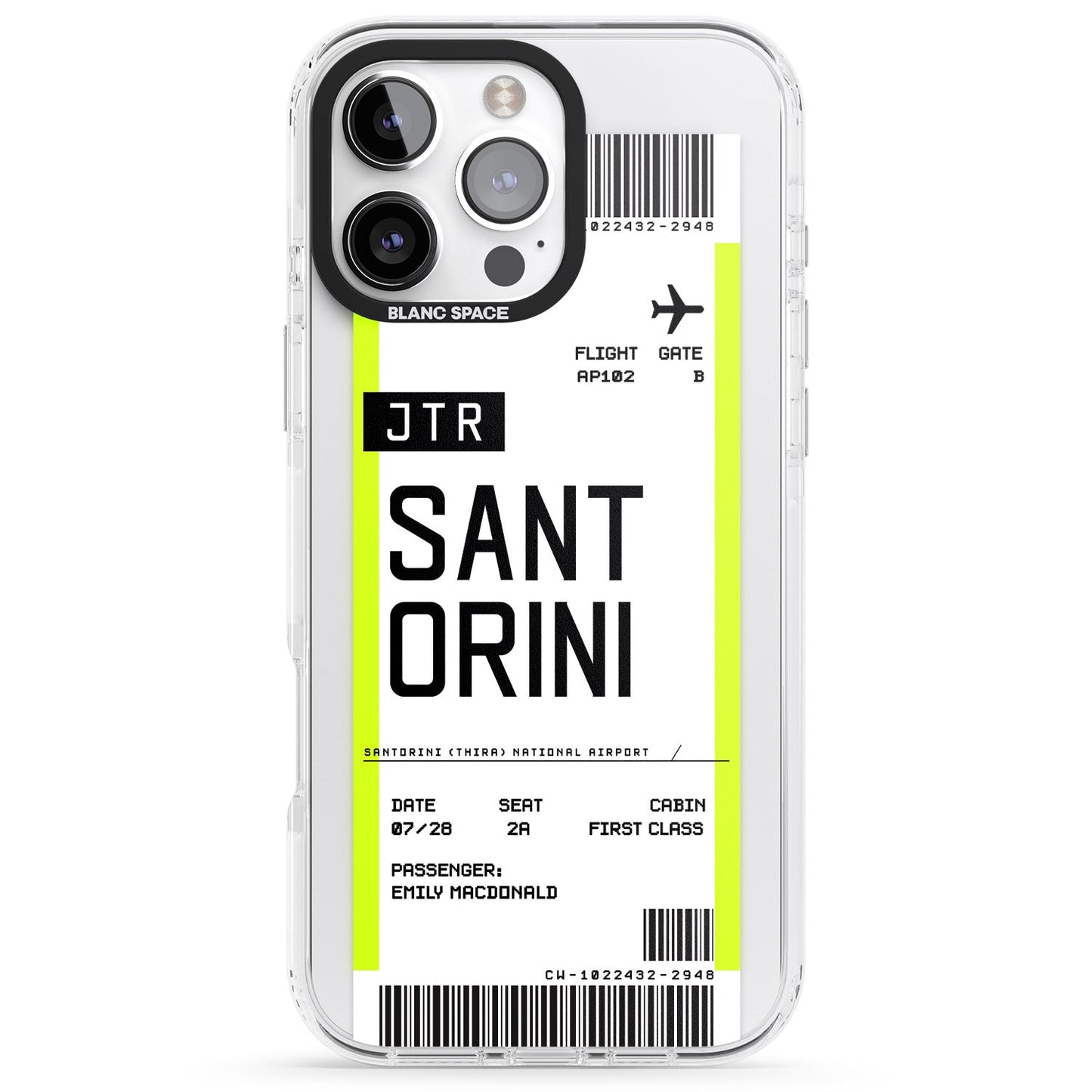 Personalisierte Bordkarte für Santorini