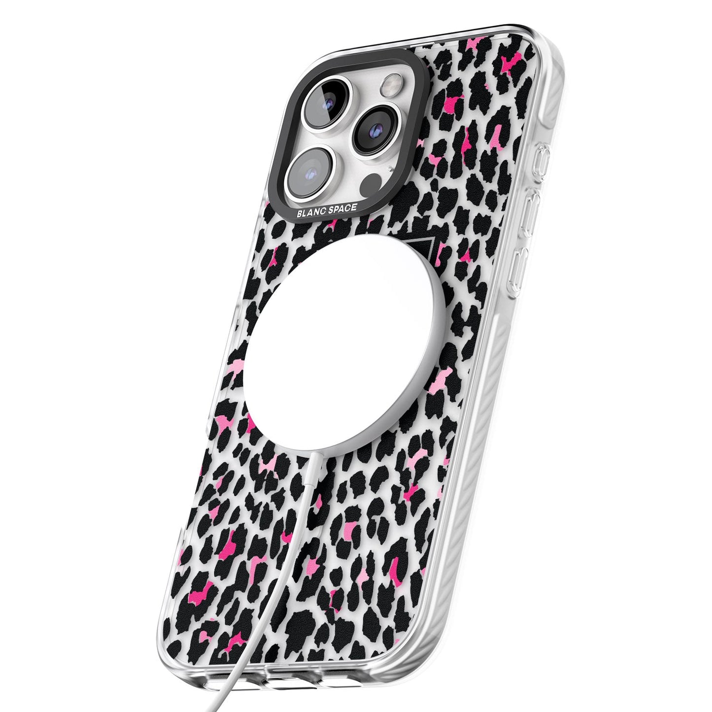 Personalised Clear Pink Leopard Monogram