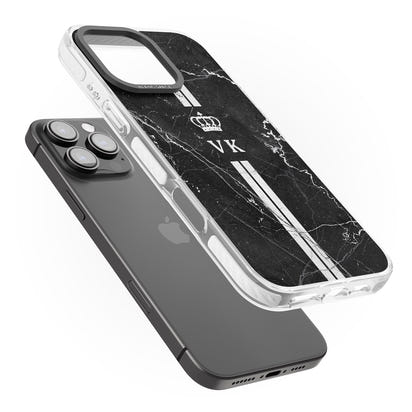 Personalised Black Marble Stripe Initials