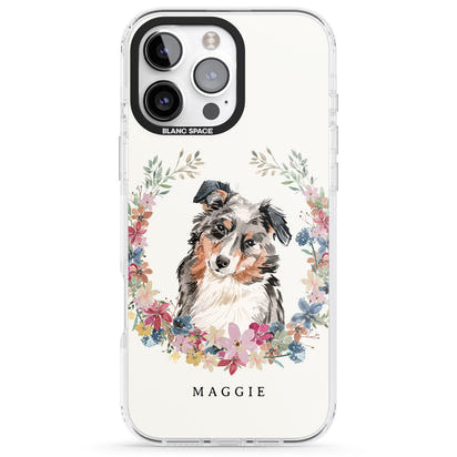 Personalised Australian Shepherd Floral Portrait