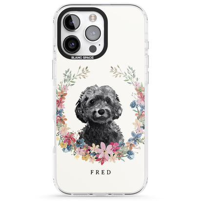 Personalised Black Cockapoo Floral Portrait