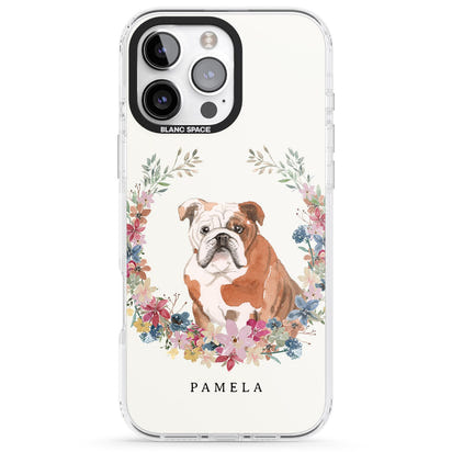 Personalised English Bulldog Floral Portrait